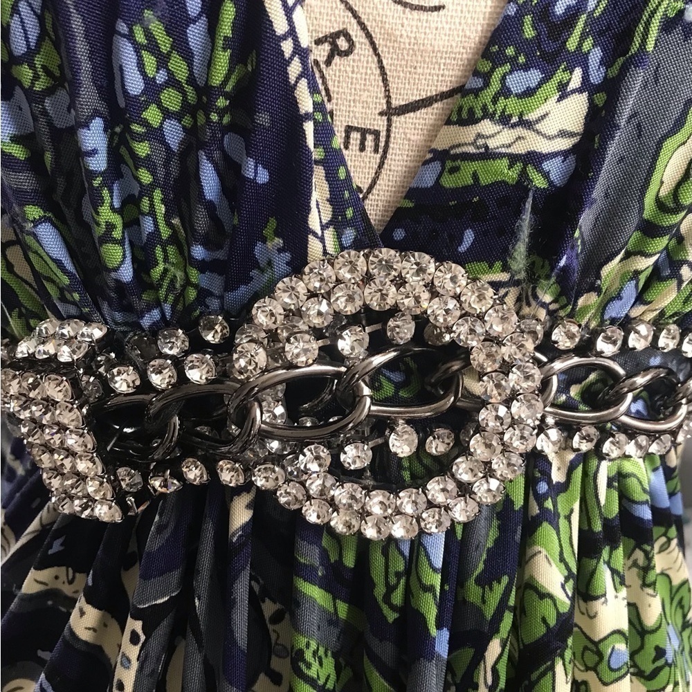 Sky Brand v-neck paisley jersey  mini dress XS - Picture 2 of 4